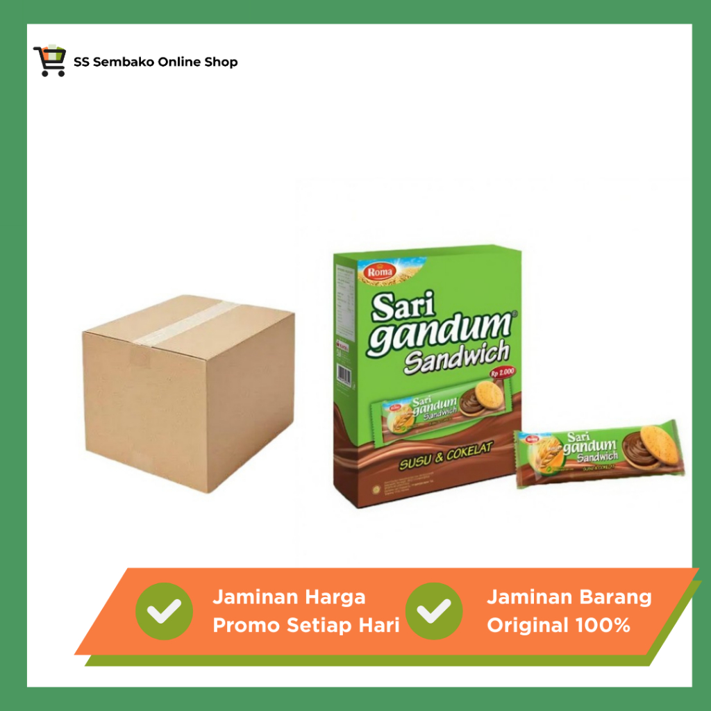 [SS ONLINE 100% ORI] Roma Sari Gandum Coklat 1 Karton Isi 10 Box (1 Box Isi 12 Pcs) BPOM – Biskuit G