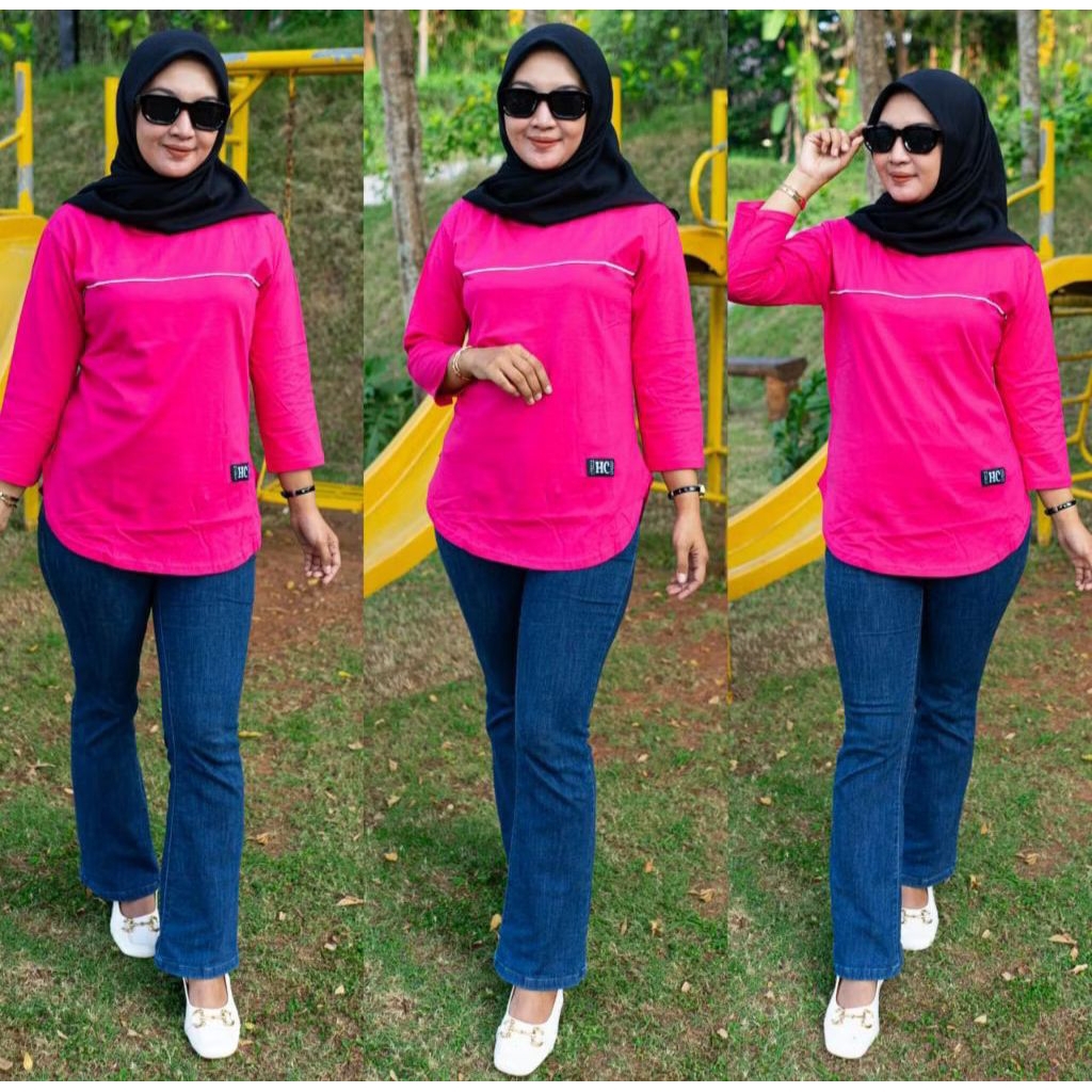 KAOS JUMBO KAOS OVAL LIST DEPAN KAOS WANITA PAKAIAN IWANITA > ATASAN > KAOS //KAOS ADEM WANITA KAOS 