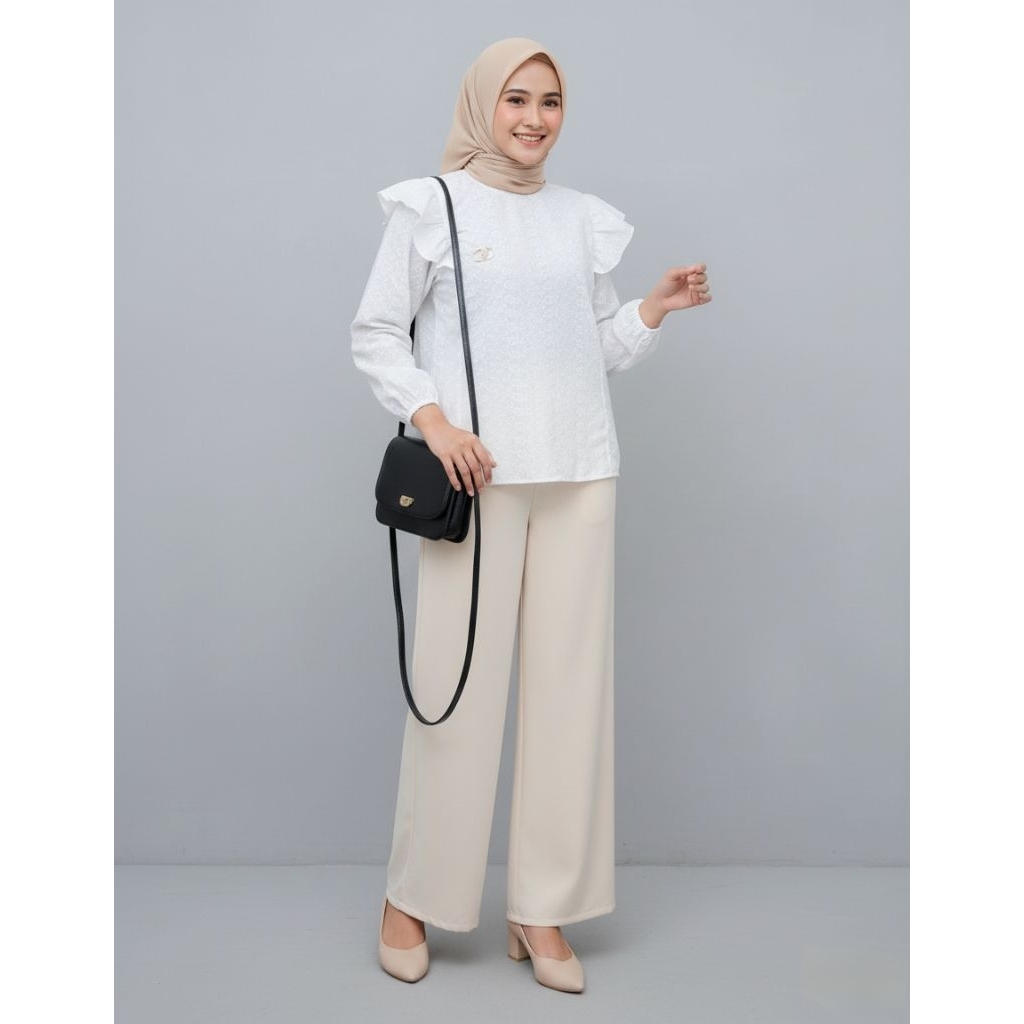 Atasan Putih Katun Wanita / Blouse Putih Katun Bordir / Atasan Putih Wanita Kerja / Blouse Putih Wan