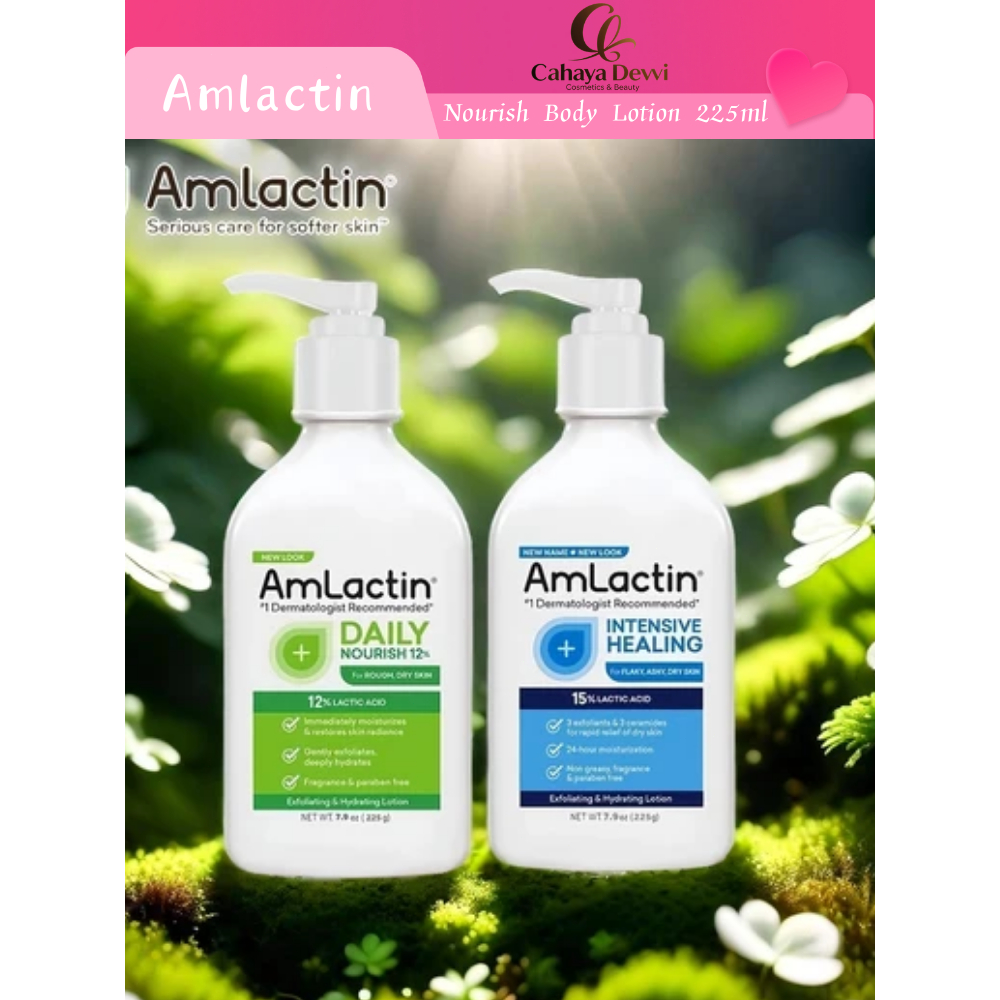 ORI AmLactin Daily Nourish Lotion with 12% Lactic Acid  225gr//Rapid Relief 15% Healing Lotion 225g