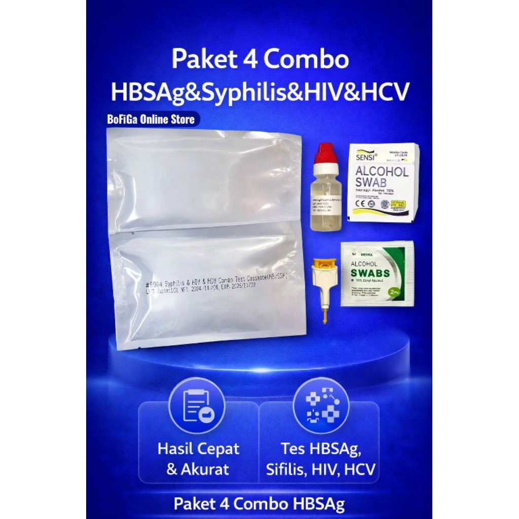 Alat Tes Hiv HBsAg HCV Syphilis Paket 1 / 4 Komplit Alat Tes Mandiri Hiv