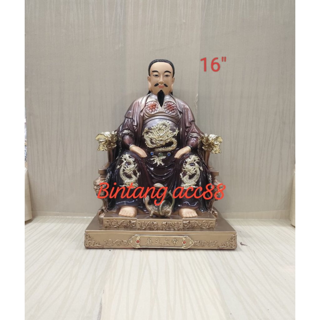 patung dewa hian tian shang ti / siong te kong - fiber - 16inch