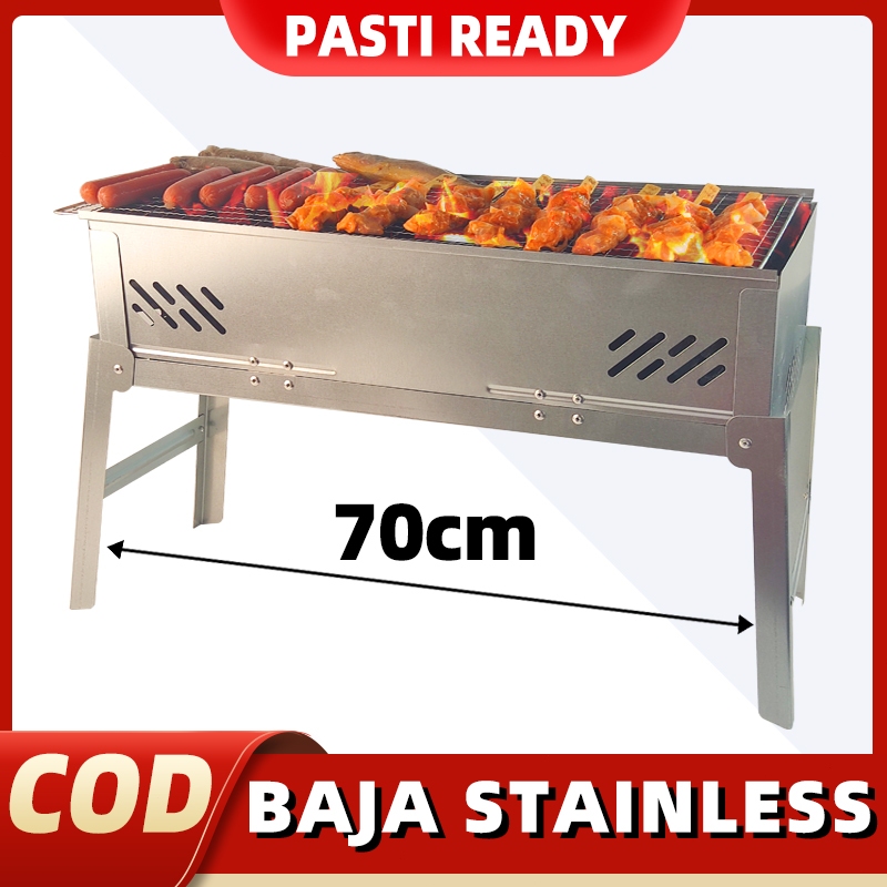 Pemanggang BBQ Portable Besi Tebal Anti Goyang / Alat Pemanggang Barbeque Grill Pan Multifungsi / Ba