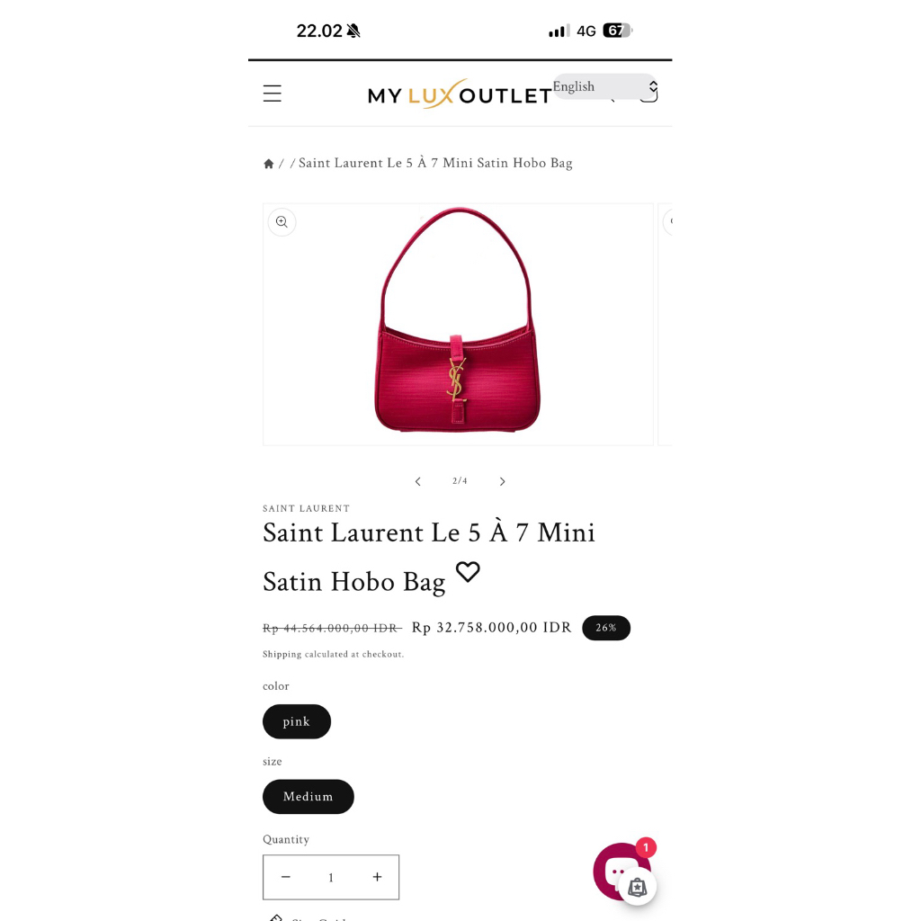 YSL Le 5 A 7 mini Satin Fuchia