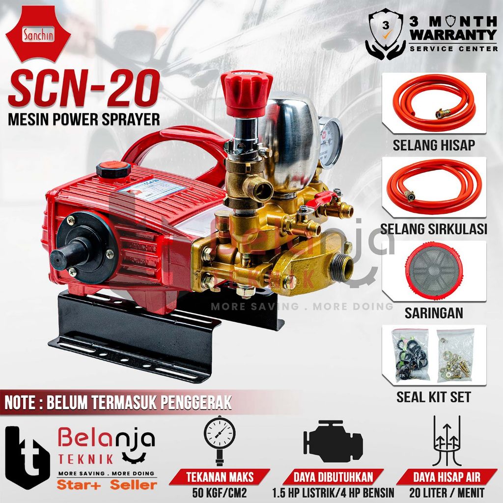 Mesin Power Sprayer SANCHIN SCN 20 SCN 30 Mesin Cuci Steam Mobil Motor POMPA SAJA Pump Only SCN20 SC