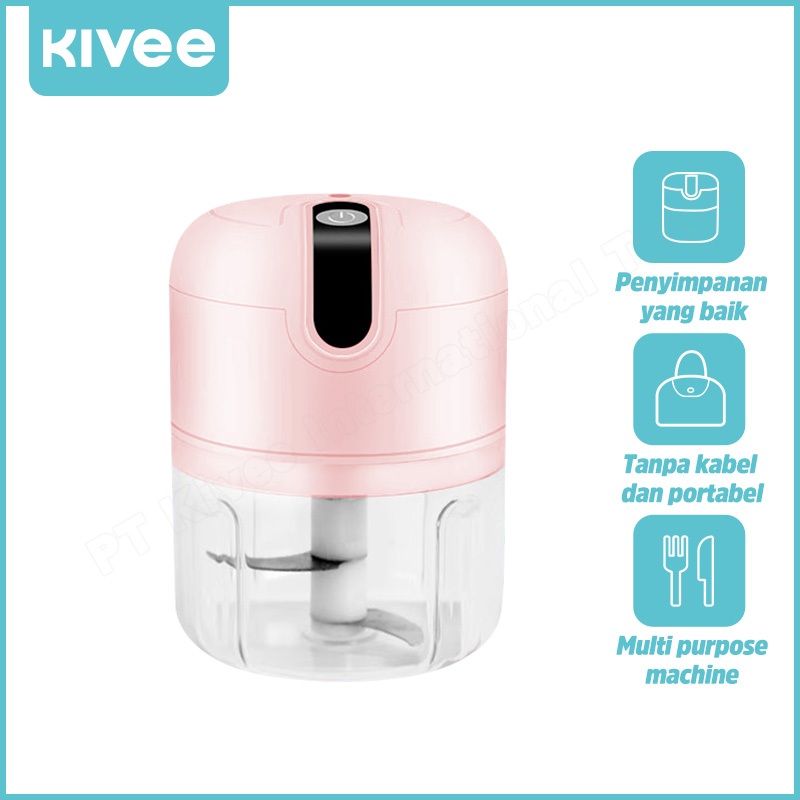 (HOT)KIVEE Chopper Mini 3 Pisau 600ML Kapsul Coper Mixer DSQ04 Portable Bumbu Listrik Blender Origin