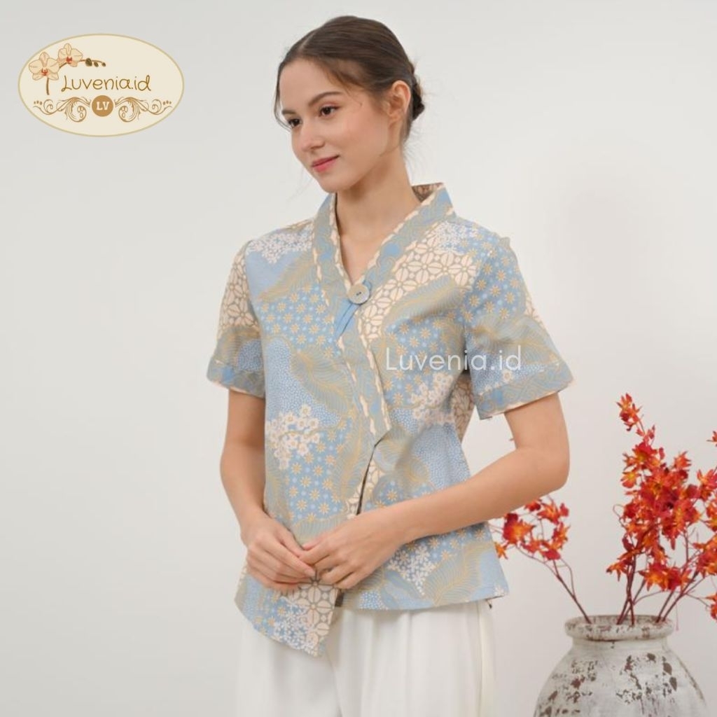 Atasan Batik Wanita 267 ICE BLUE - Batik Modern / Blouse Batik / Batik Couple / Atasan Batik / Batik