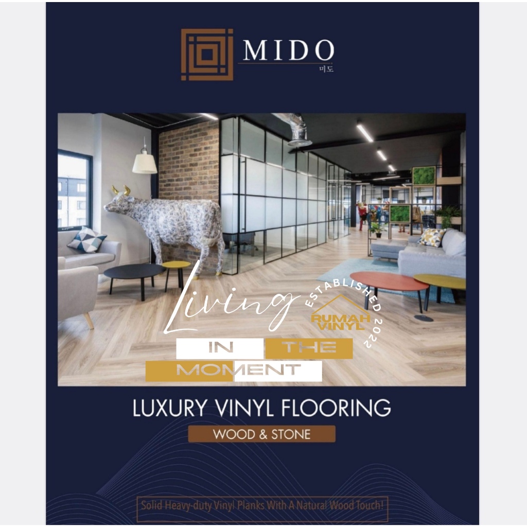 Luxury Vinyl Flooring Mido 3mm Motif Kayu / Lantai Vinyl Lembaran Korea