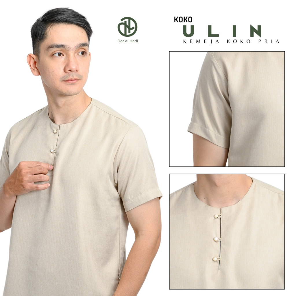 Darelhadi - Kemeja Koko Pria Dewasa Koko Ulin Lengan Pendek Tanpa Kerah Kemko Terbaru