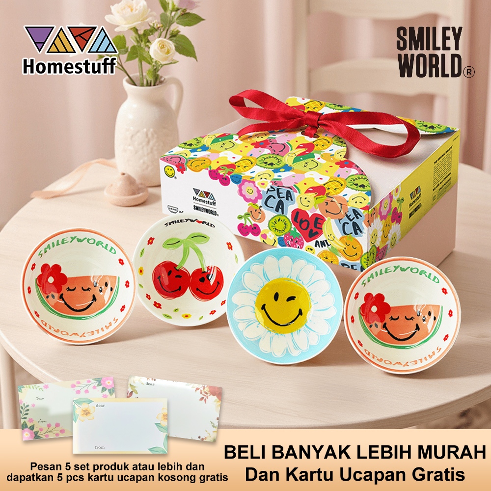 [BUY 10 GET 5%] HOMESTUFF x SmileyWorld / Hampers Mangkok Set SmileyWorld / Motif SmileyWorld lucu /