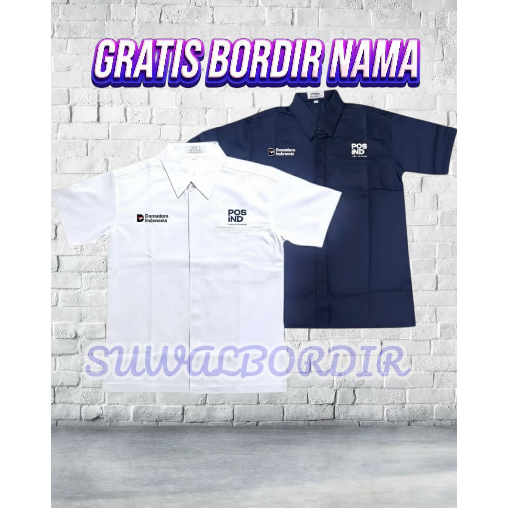 SERAGAM DANANTARA POS IND LENGAN PENDEK ATASAN BAJU POS IND TERBARU KEMEJA POS IND KEMEJA KERJA POS 