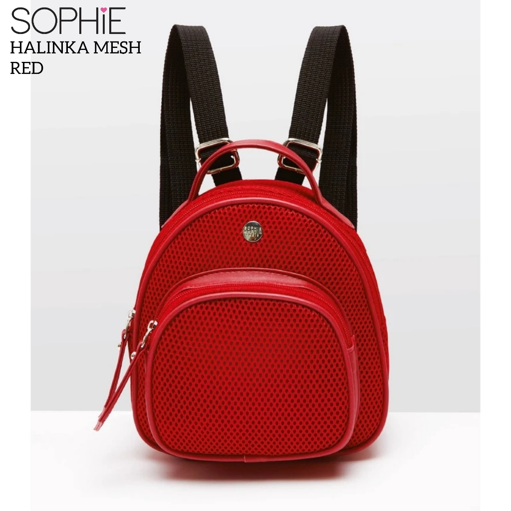 HALINKA MESH RED SOPHIE MARTIN PARIS PROMO TAS RANSEL PUNGGUNG MERAH NAVYWANITA