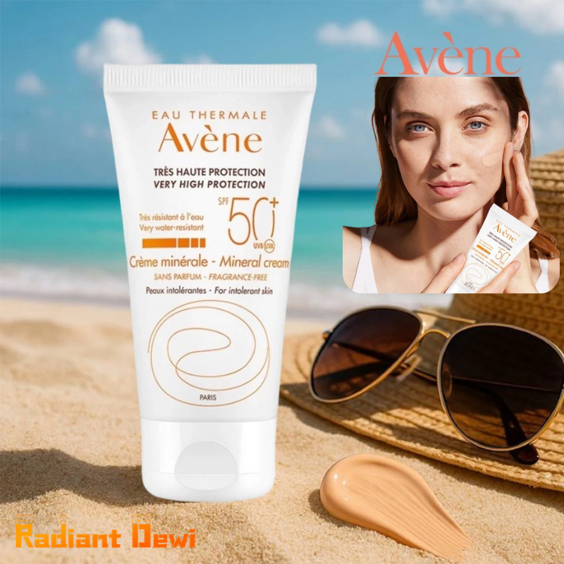 Sensitive Skin Facial Sunscreen/Avene Mineral Cream SPF50+ Melindungi UVB UVA 100% Mineral 50ml Dewa