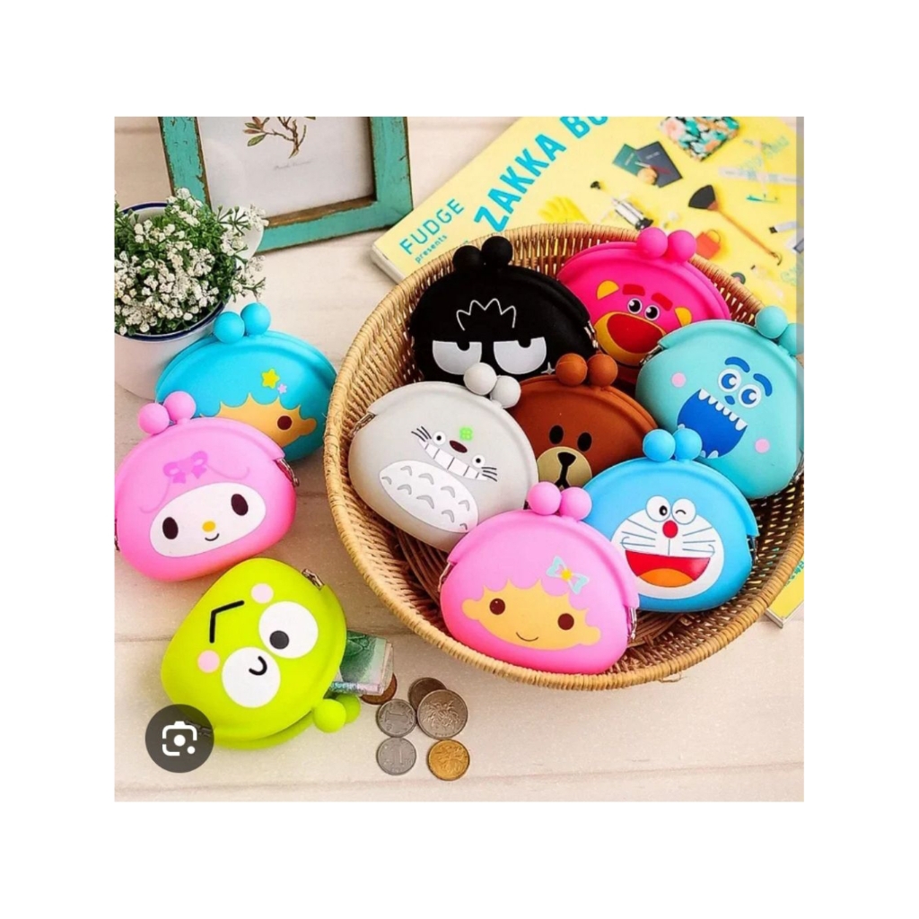 Dompet Koin Silikon Karakter Lucu dengan Resleting Anti Air