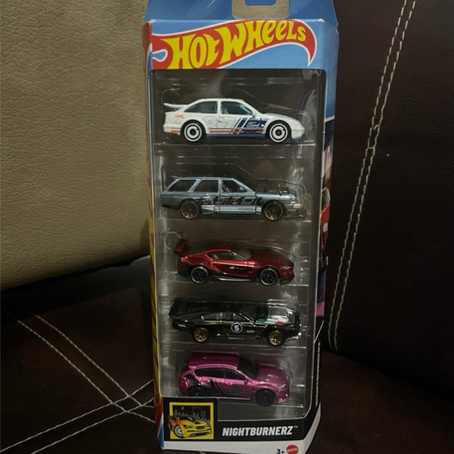 Hotwheels 5 Pack Nightburnerz Supra GR, Subaru WRX STI, Dimachinni Veloce, Nissan Maxima, Ford Fiest