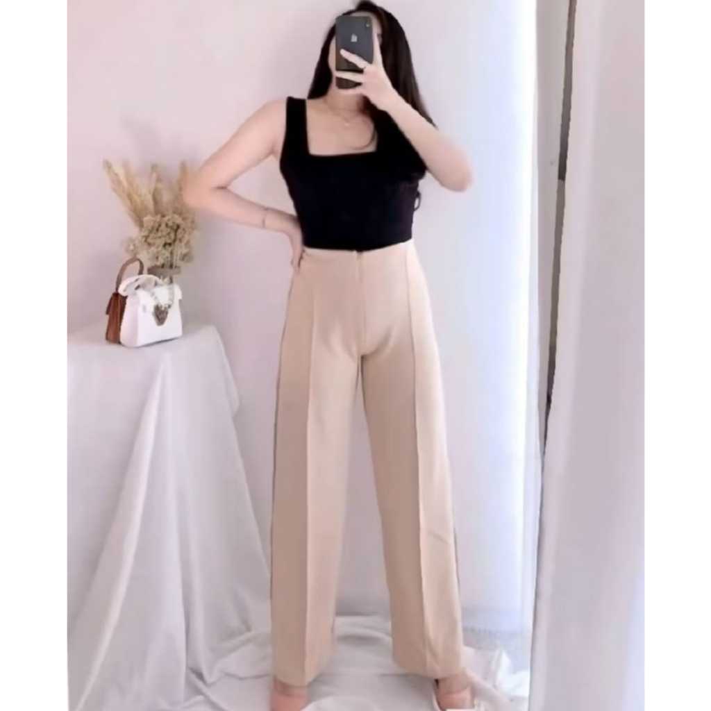 Kulot Resleting Depan Highwaist Bahan Scuba Premium Celana Kulot ALLSIZE