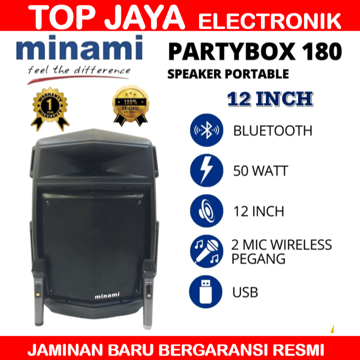 SPEAKER AKTIF MINAMI PARTYBOX 180/SPEAKER MINAMI 12 INCH PARTYBOX 180 NEW SERIES