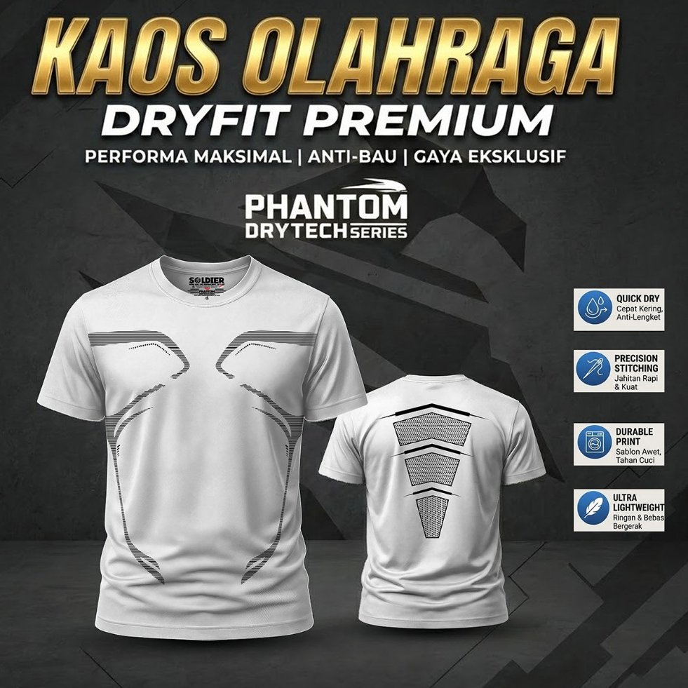 Kaos Olahraga | kaos running | kaos dryfit polos/kaos variasi | Phantom DryTech Series