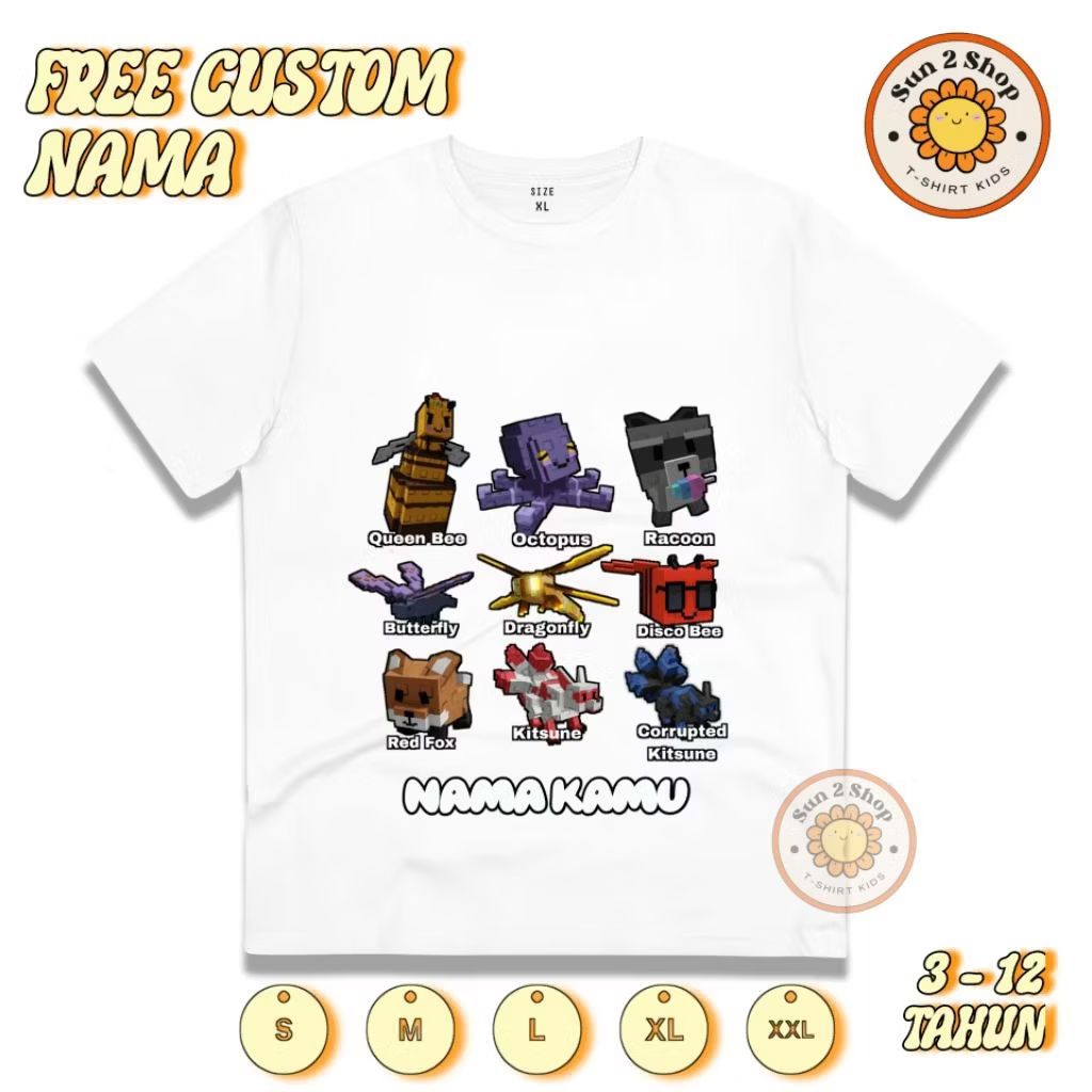 Kaos Anak Unisex Grow A Garden Pet, Roblox, Pet Keren Grow A Garden
