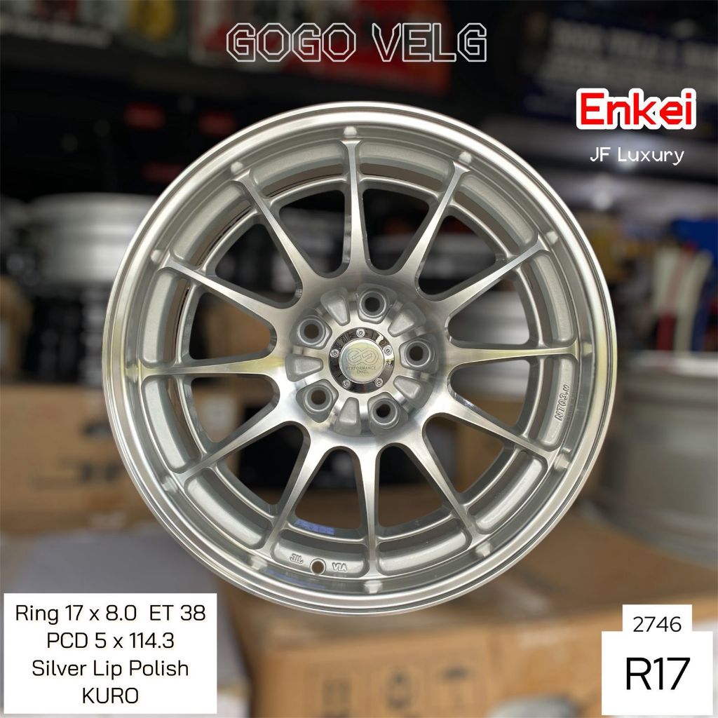 Velg Mobil R17 Enkei Spider PCD 5X114,3 lebar 8 ET 38 Innova HRV Xpander CRV BRV XL7 Silver Ring 17