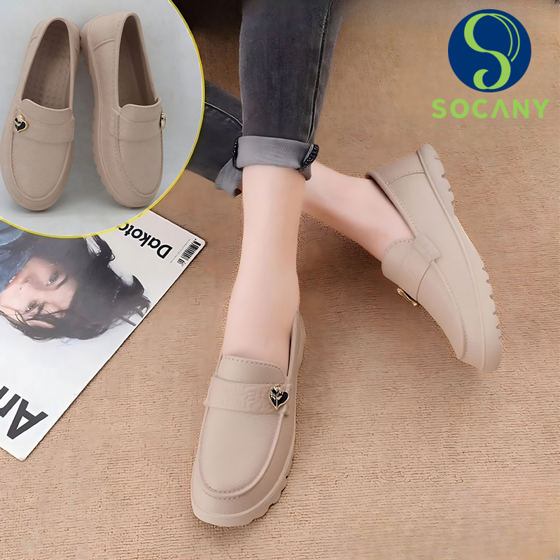 Socany Sepatu Loafers Wanita Fashion Casual Formal Nyaman Ringan Anti Air Sepatu Pantofel Slip On
