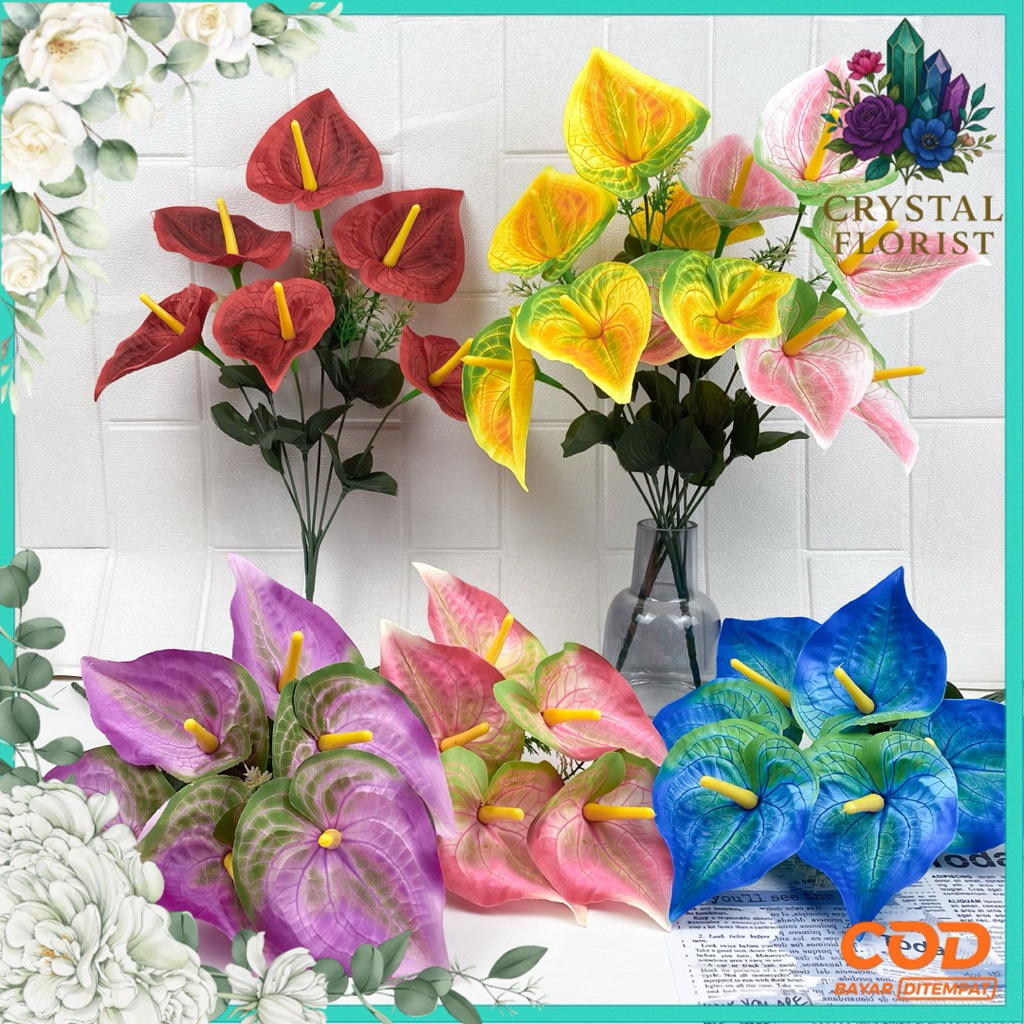 Anturium Atrificial / Bunga Artificial / Bunga Plastik / Bunga Dekorasi / Dekorasi Pernikahan / Pern