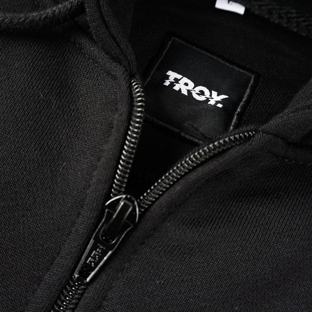 Troy Company Zipper Hoodie Black Wings Flap - Hoodie Hitam Full Zip ZHD 2548