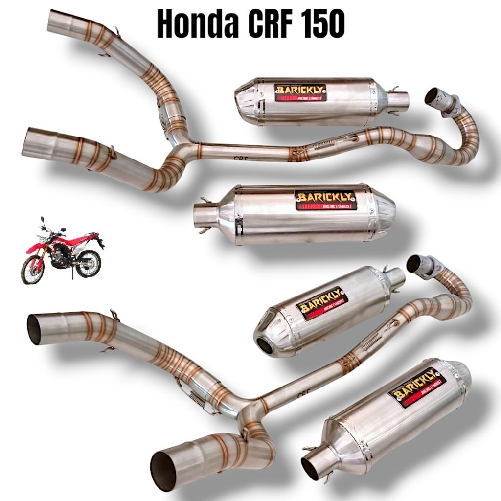 Knalpot Racing CRF 150 L Kanan Kiri Original Barickly Racing Cabang Full Stainless CRF 150L 150 L Do