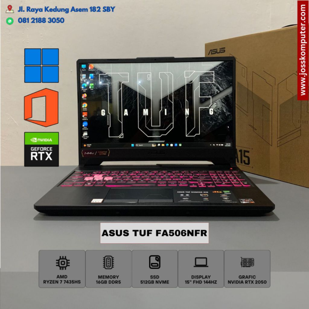 GARANSI ASUS TUF GAMING A15 FA506NFR AMD RYZEN 7 7435HS 16GB SSD 512GB NVIDIA RTX 2050
