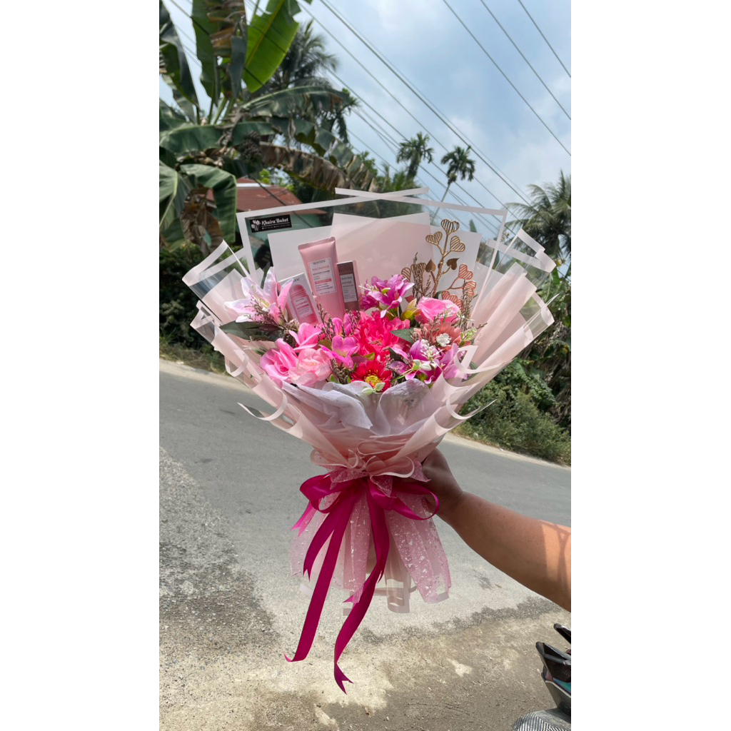 buket bunga + skincare