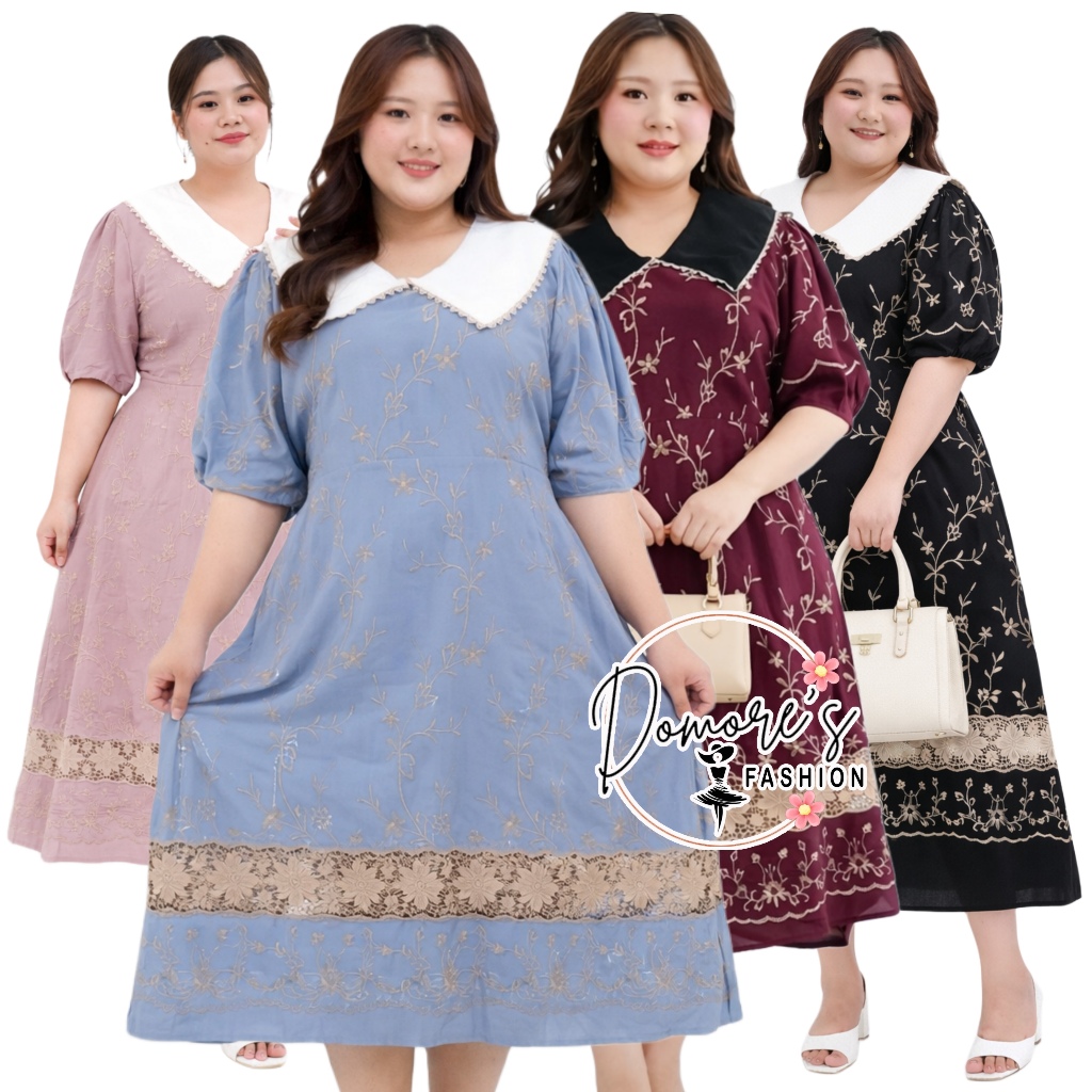 Dress Jumbo Premium Ld 130 Baju Mewah Pakaian Kekinian Bigsize Elegant Pesta Dress Gaun Casual Aifa
