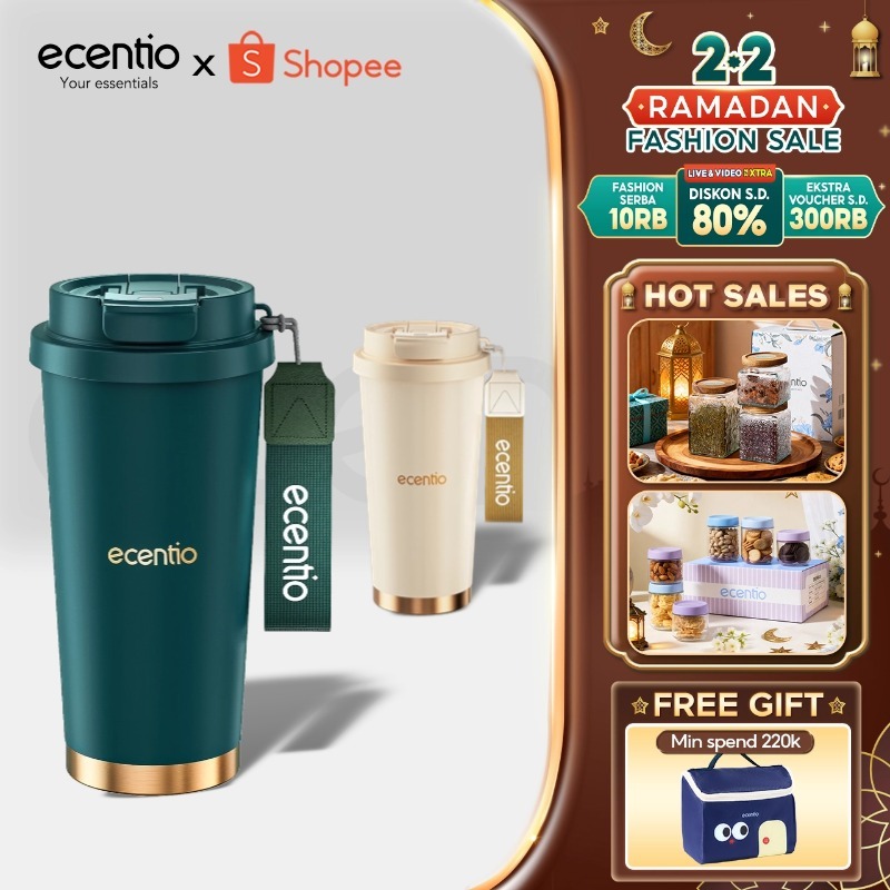 ecentio tumbler stainless 530ml tahan panas dingin 24 jam minum stainless 316 aesthetic termos air p