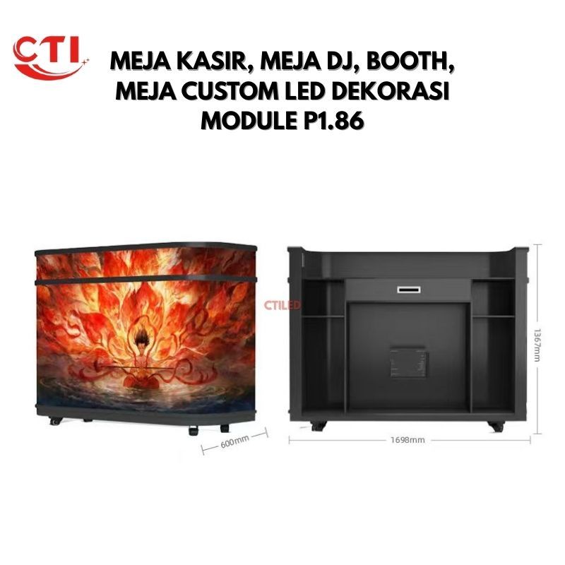 LED VIDEOTRON DJ Both Screen Factory Direct Supply- Meja kasir/booth/ meja custom Module P1.86 Refre
