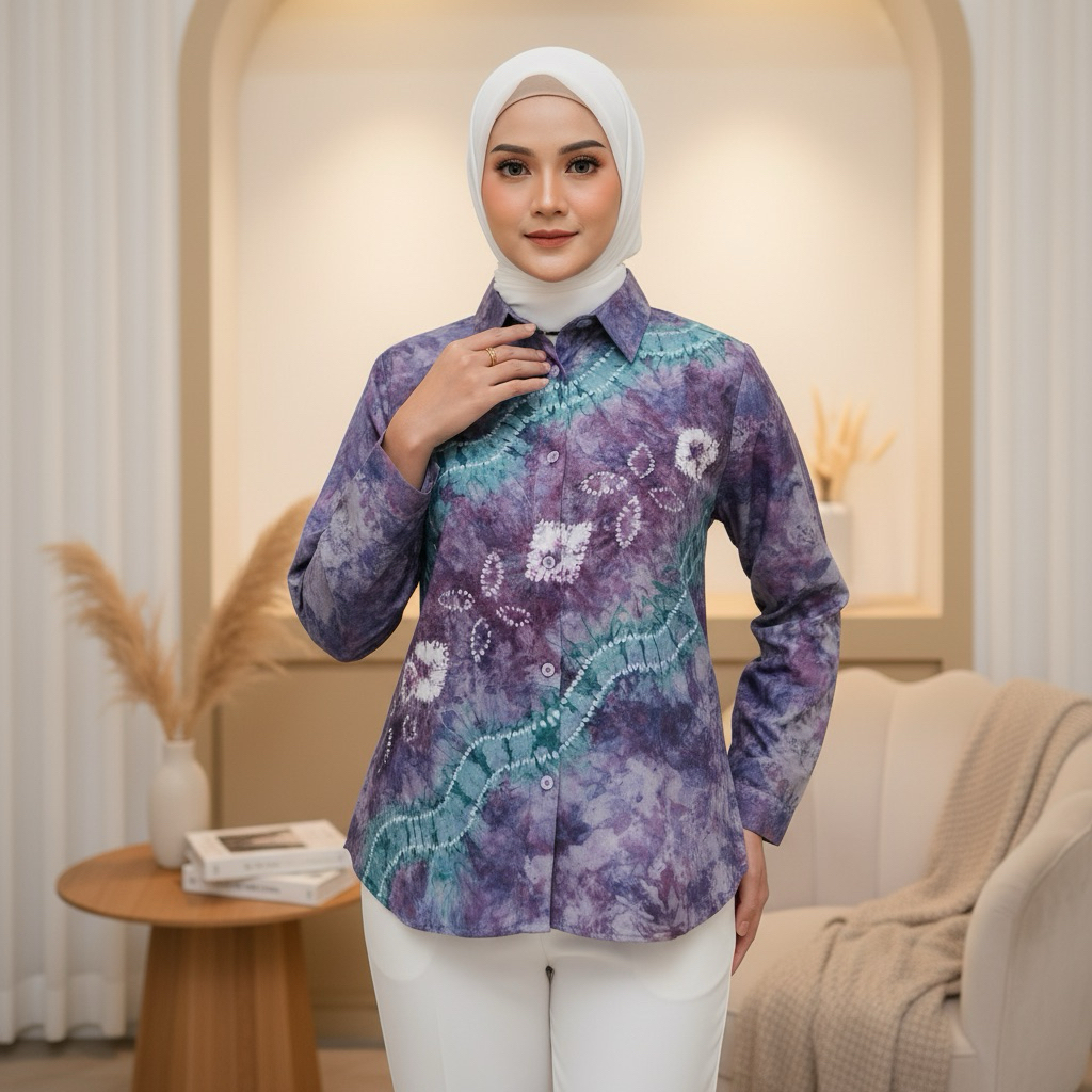 ATASAN BLOUSE KEMEJA WANITA MOTIF SASIRANGAN 0045