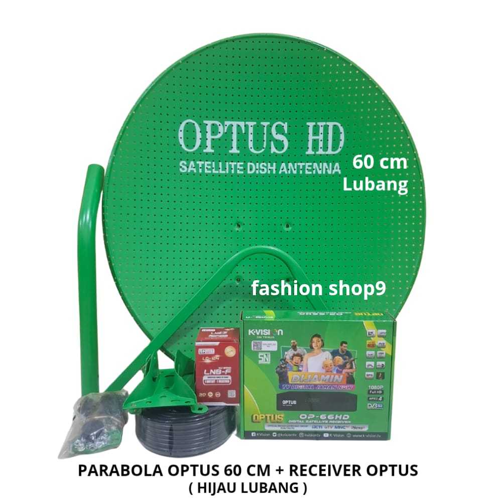 Parabola Mini 60Cm Optus Hijau Bolong+Receiver Optus