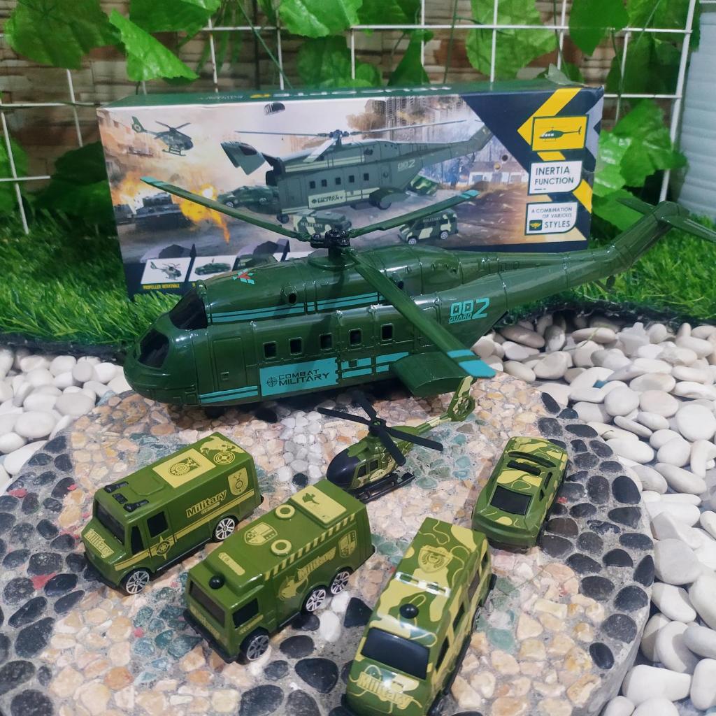 Mainan set diecast pesawat Hercules TNI ARMY 5in1 premium anak murah