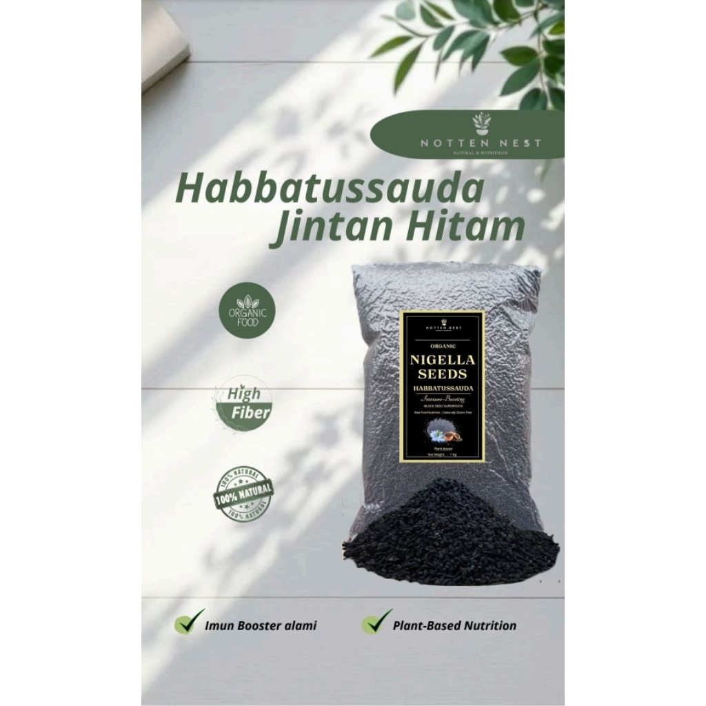Biji Jinten Hitam Habbatussauda 100% Natural -  Nigella Seeds Asli 1kg-50gr