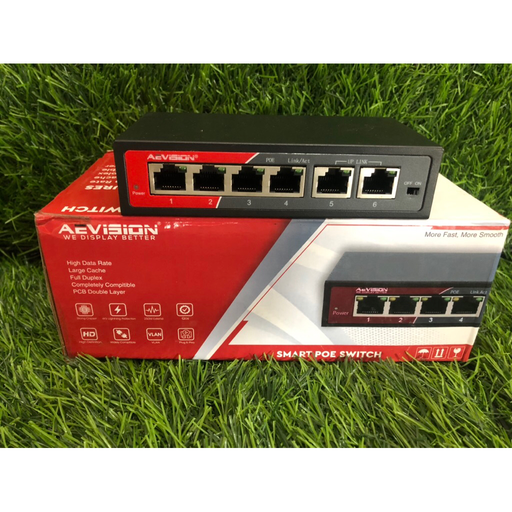 POE SWITCH HUB POE 4+2 PORT AEVISION