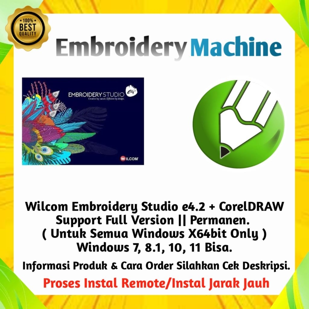 New Update Wilcom Embroidery Studio e4.2 + Connect CorelDRAW  || Permanen