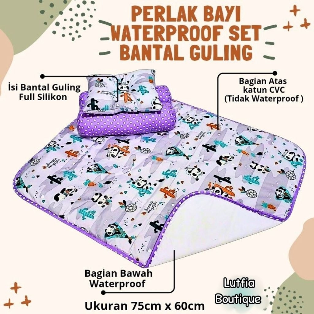 Set Perlak Bayi Waterproof / Set Perlak Bayi Lengkap Bantal Guling Waterproof / Pelak Bayi Set Banta