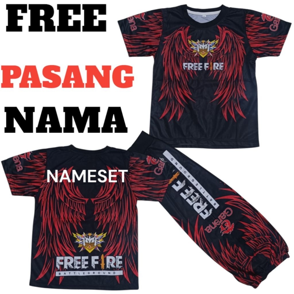 setelan baju gaming ff bisa custom nama