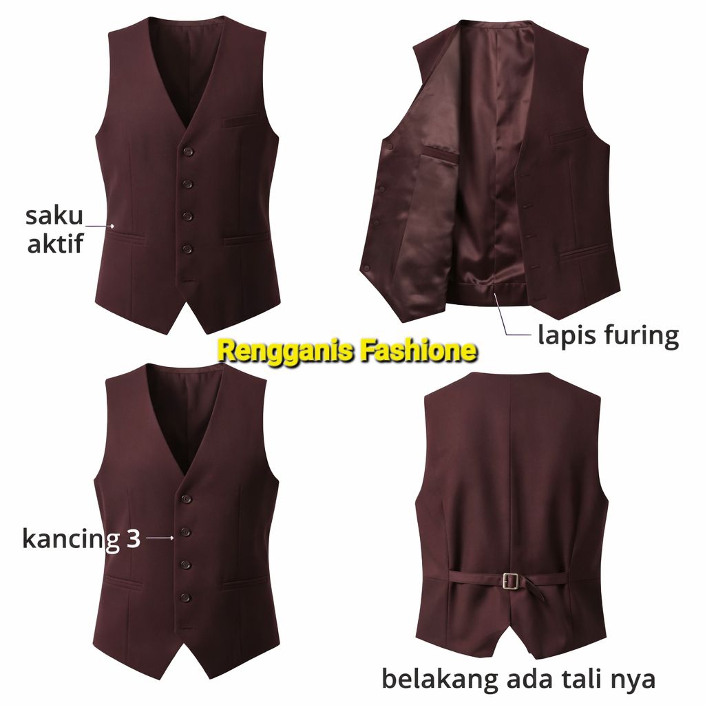 Rompi Blazer Jumbo [ XXL / XXXL ] Coklat Pria / Vest Formal Pria ukuran besar / Blazer Formal Clasic