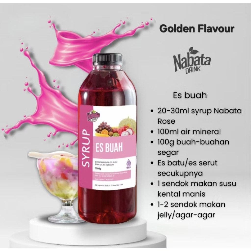 Sirup Rasa Es Buah 1Liter Bisa untuk Es Campur Es Teler - Syrup Es Buah Segar - Sirup Es Buah  Golde