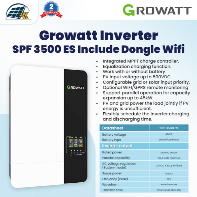 Growatt Inverter Hybrid Offgrid SPF3500ES Lite