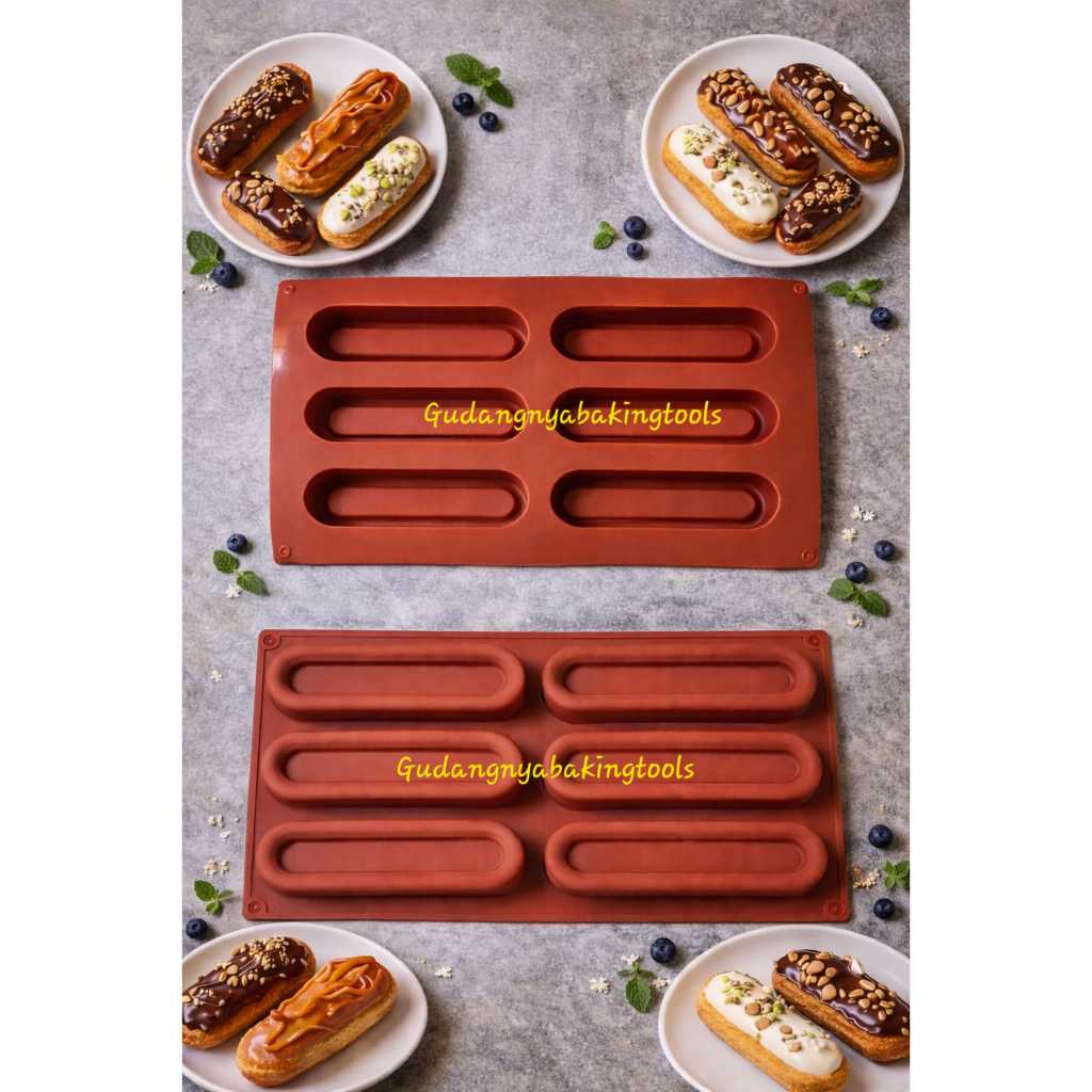 Cetakan Silikon Kue Eclair 6 Lubang Mold Eclair Silicone Mold Eclair
