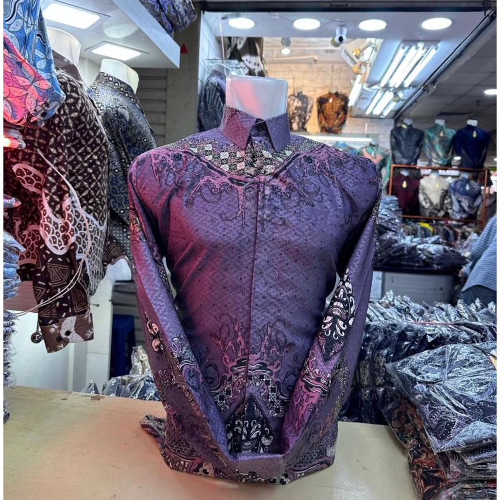 kemeja Batik Pria Lengan Panjang Bahan Doby Premium Motif Terbaru Doby Super