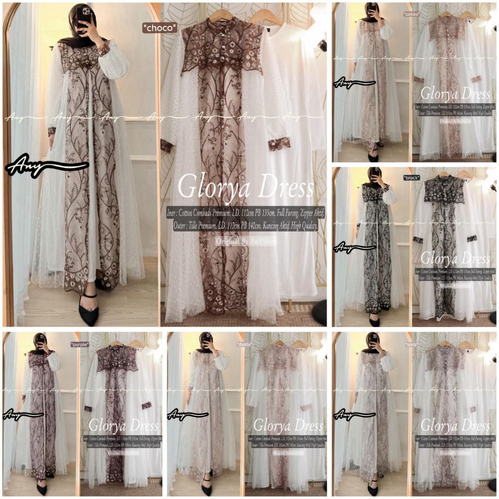 GLORYA PRICILLA SWISS DRESS PREMIUM SET OUTER ORI BY ANY ALANA SPASSY // GAMIS TERBARU POLOS SET OUT