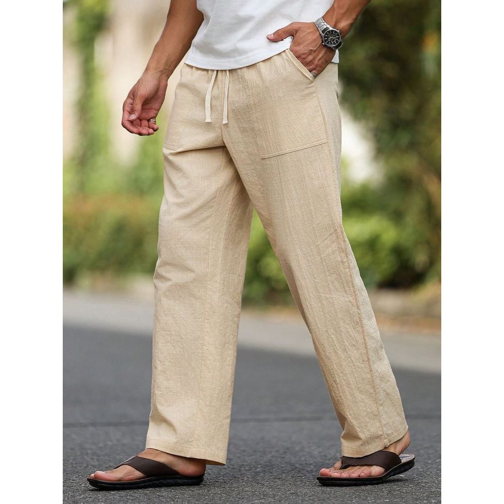 celana panjang pria linen premium/celana loose pant pria bahan linen