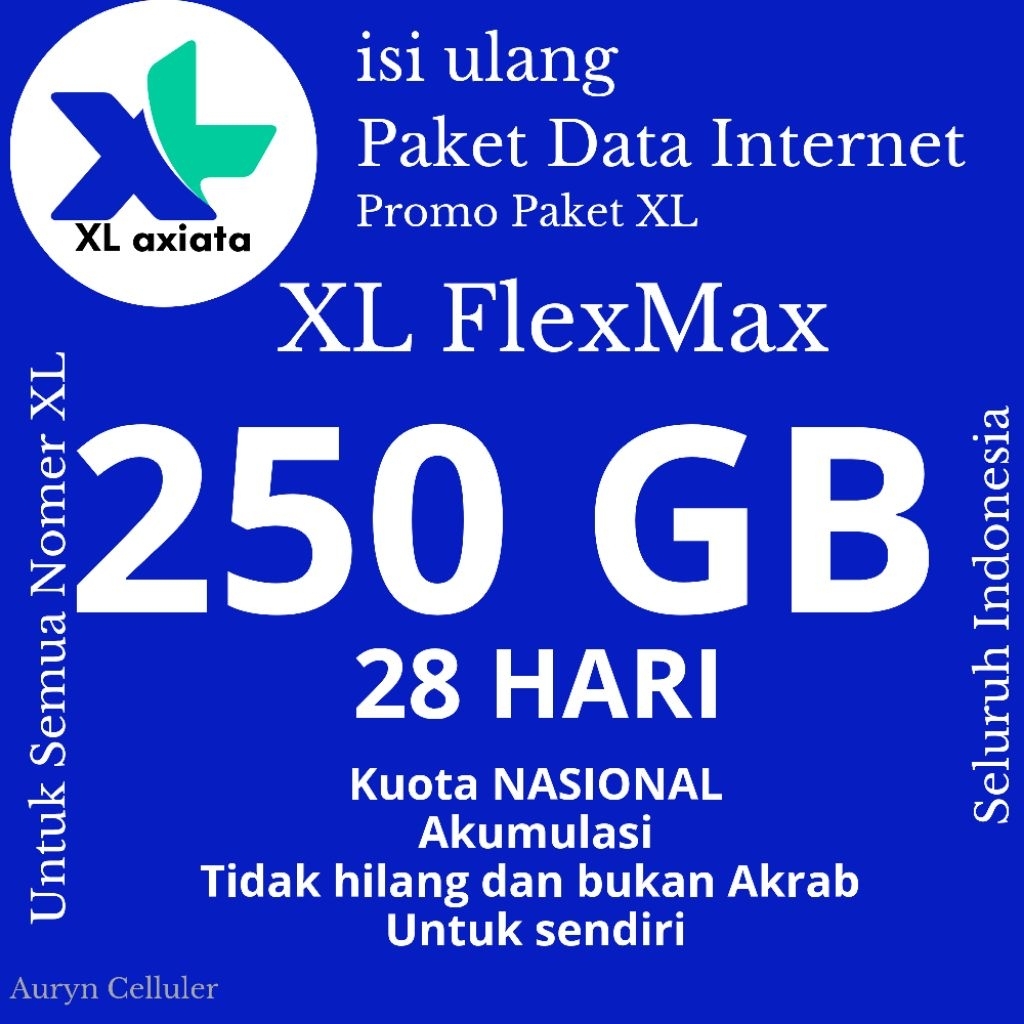 250 Gb Full Paket internet XL isi Ulang Langsung