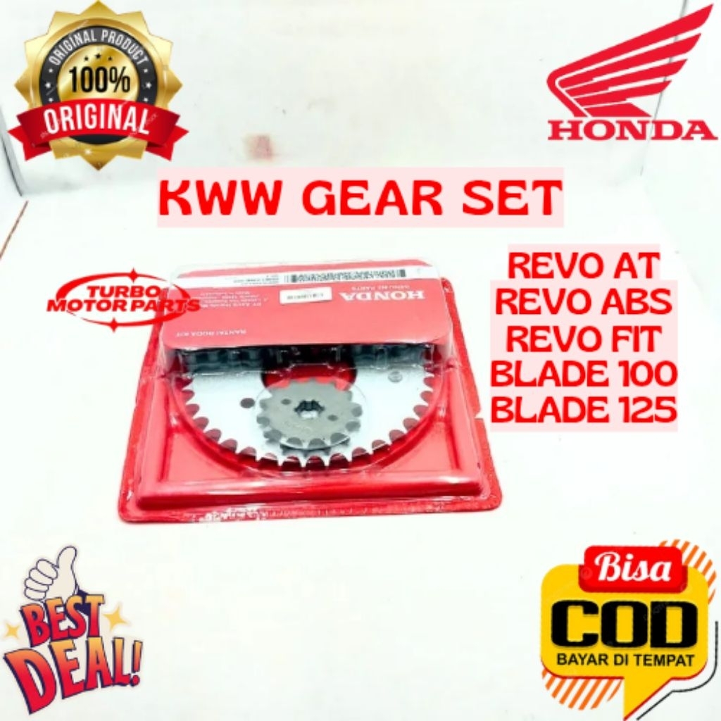 GEAR SET ORIGINAL HONDA KODE KWW, GEAR SET REVO ABS, GEAR SET REVO FIT, GEAR SET REVO AT, GEAR SET B